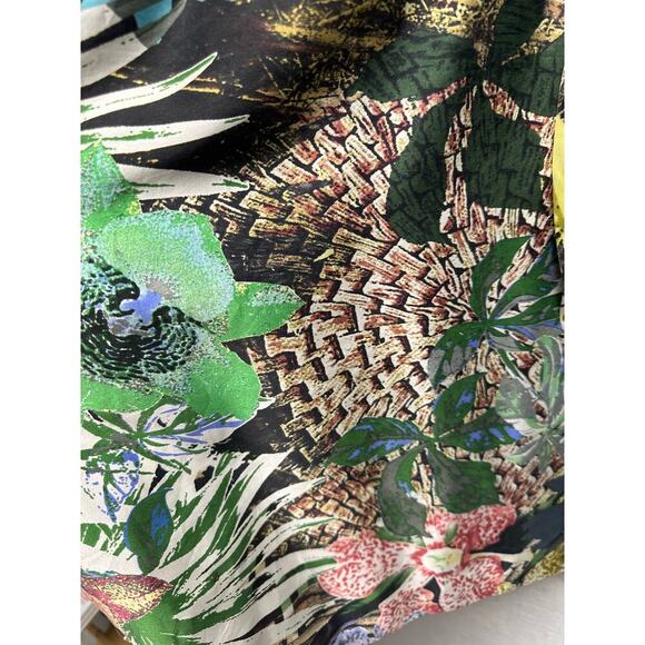 Vintage Cache 100% Silk Tropical Jungle Print Dress 12 – Boho Festival Y2K - Picture 5 of 12